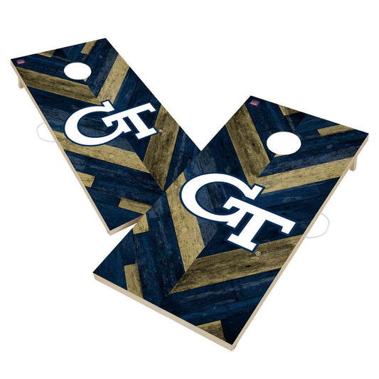 Georgia Tech Yellow Jackets Cornhole Board Set - Herringbone Design