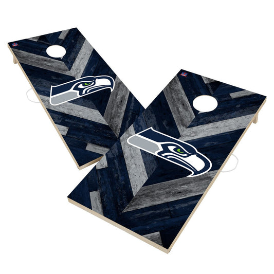 Seattle Seahawks NFL Cornhole Board Set - Herringbone Design