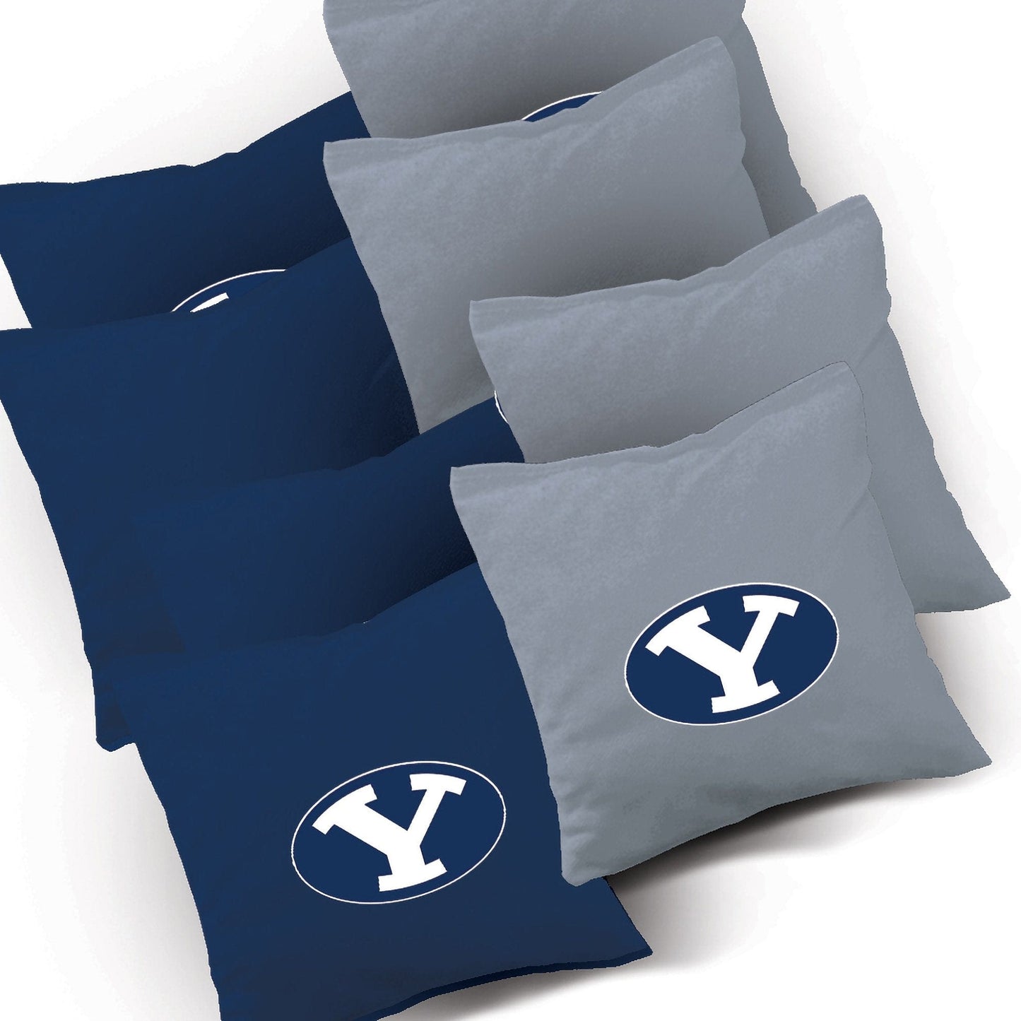 BYU Stained Pyramid team logo corn hole bags