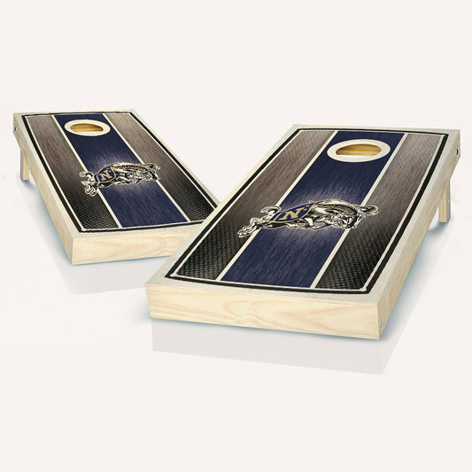 Navy Stained Striped Cornhole Boards