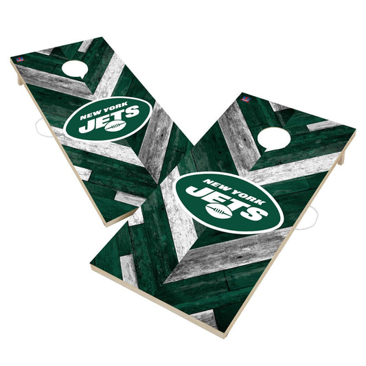 New York Jets NFL Cornhole Board Set - Herringbone Design