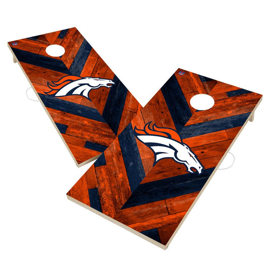 Denver Broncos NFL Cornhole Board Set - Herringbone Design