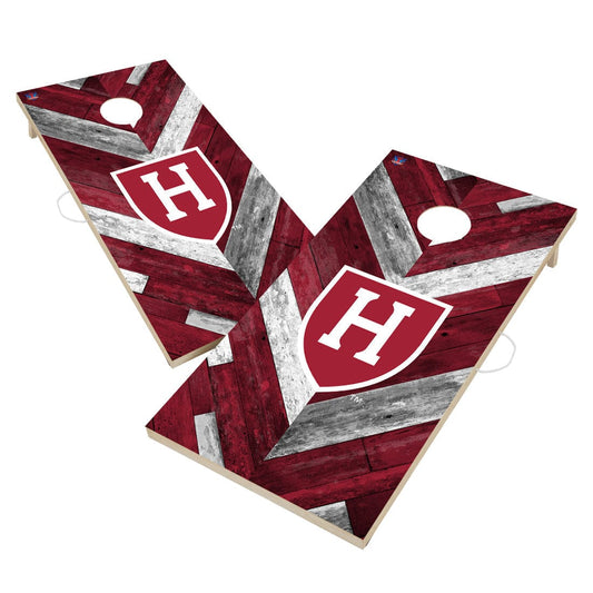 Harvard University Crimson Cornhole Board Set - Herringbone Design