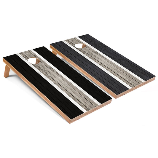 Black and Dark Grey Striped Cornhole Boards