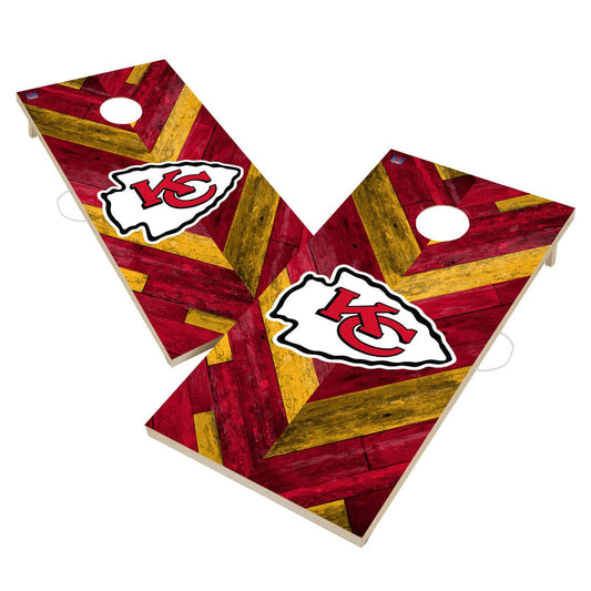 Kansas City Chiefs NFL Cornhole Board Set - Herringbone Design