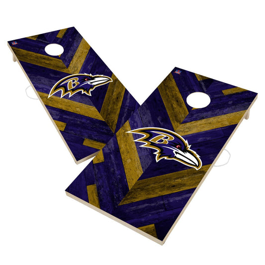 Baltimore Ravens NFL Cornhole Board Set - Herringbone Design
