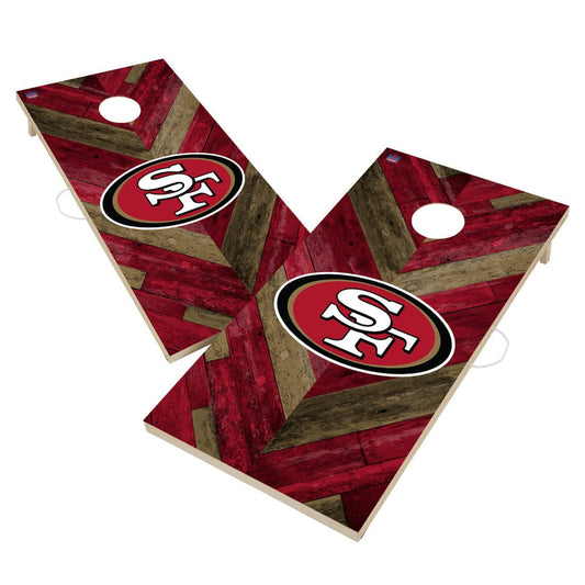 San Francisco 49ers NFL Cornhole Board Set - Herringbone Design