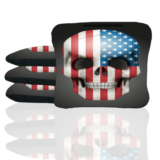 Faded Patriotic Skull Cornhole Bags