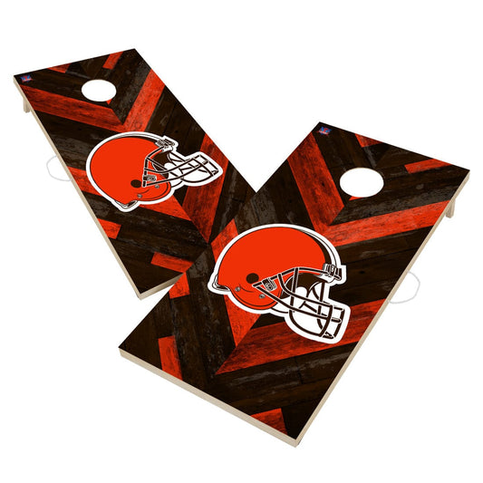 Cleveland Browns NFL Cornhole Board Set - Herringbone Design