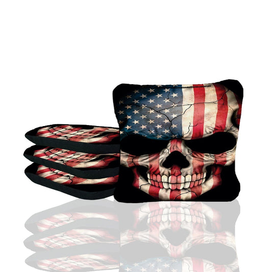 American Flag Skull Cornhole Bags