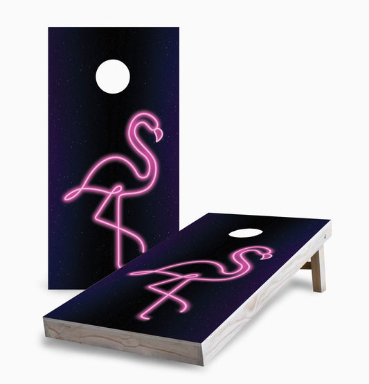 Neon Flamingo Cornhole Boards
