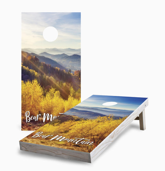 Personalized Autumn Mountains Cornhole Boards