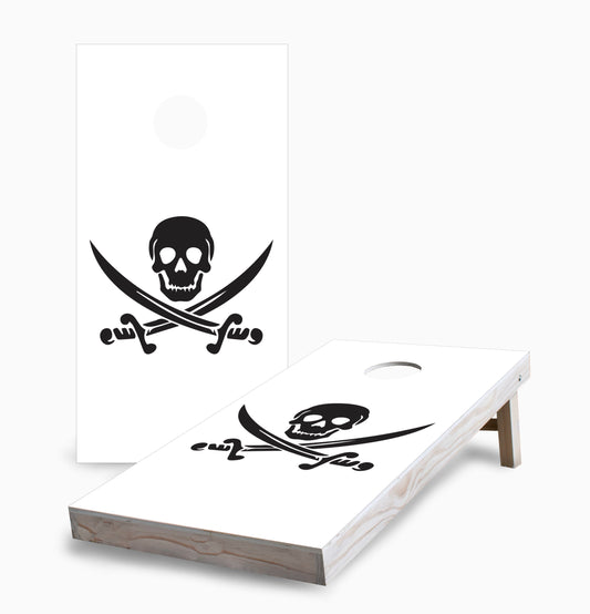 White Skull and Sword Cornhole Boards