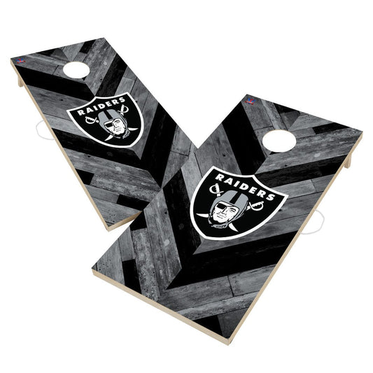 Las Vegas Raiders NFL Cornhole Board Set - Herringbone Design