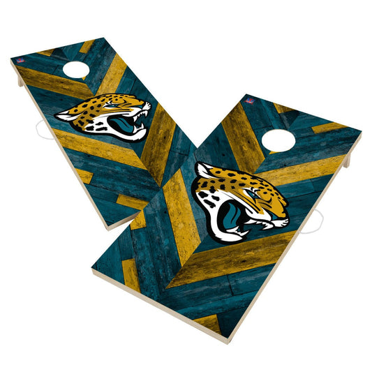 Jacksonville Jaguars NFL Cornhole Board Set - Herringbone Design