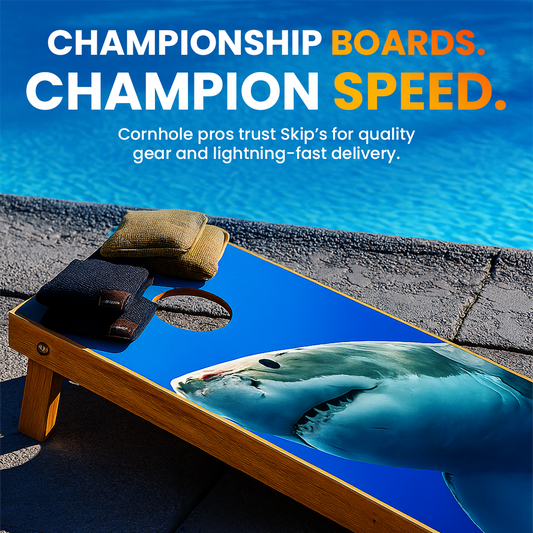 Championship Shark Design Cornhole Board
