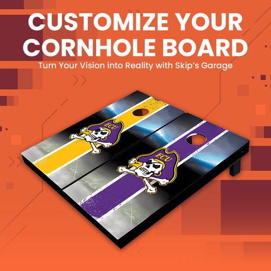 Custom ECU Pirates cornhole boards