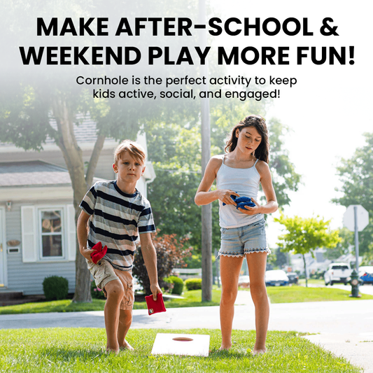 After-school cornhole activity guide for kids graphic