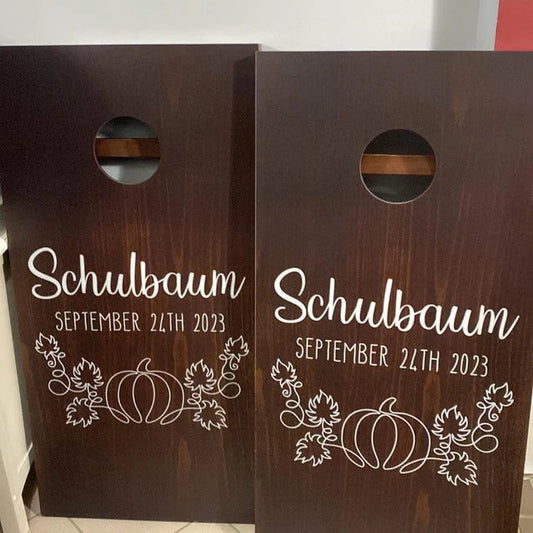 Custom cornhole boards with Schulbaum