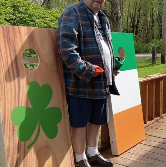 Irish-themed cornhole set