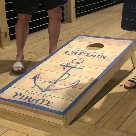 cornhole game area setup