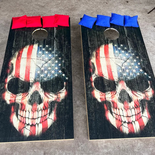 skull themed cornhole boards