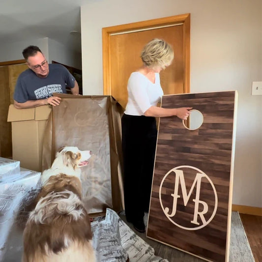 unboxing cornhole boards