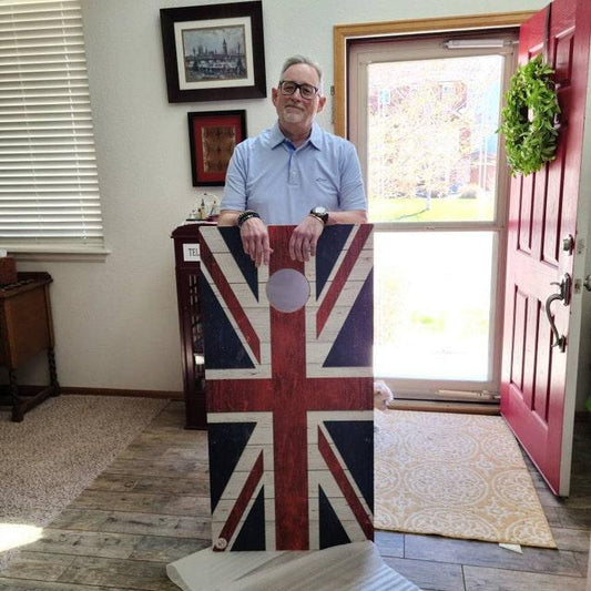 Union Jack British Flag Cornhole Board Set