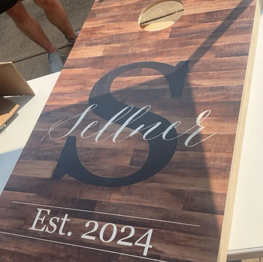 custom monogram cornhole game