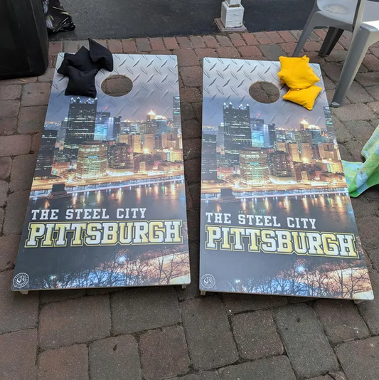 Pittsburgh Skyline Cornhole Boards