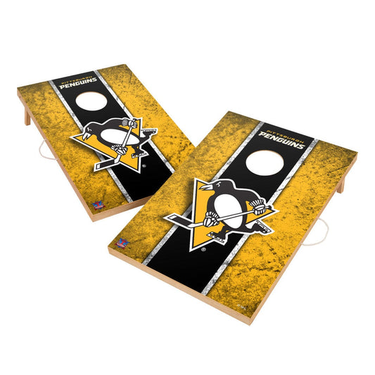 Vintage Pittsburgh Penguins Solid Wood 2x3 Cornhole Set