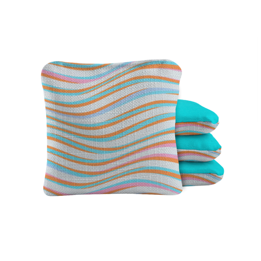 Teal with Waves Synergy Pro Cornhole Bags