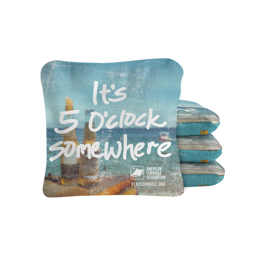 5 O'Clock Somewhere Synergy Pro Cornhole Bags Blue