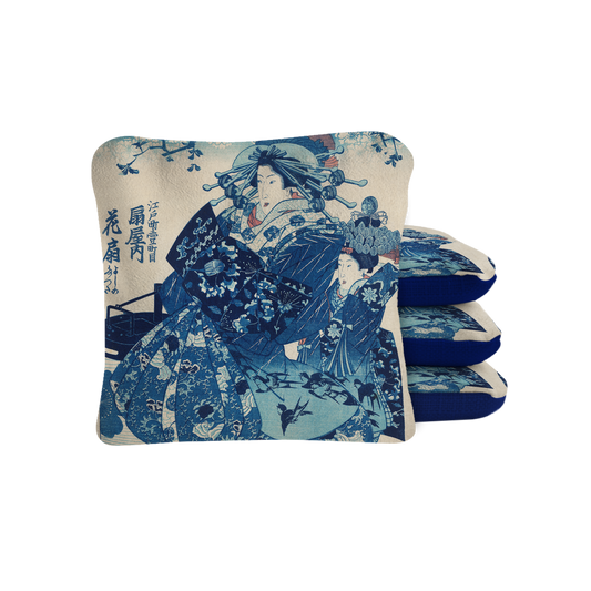 Japanese Woman by Utagawa Kuniyoshi Synergy Pro Cornhole Bags Navy