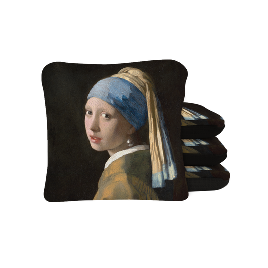 Vermeer's Girl With Pearl Earring Synergy Pro Cornhole Bags Black