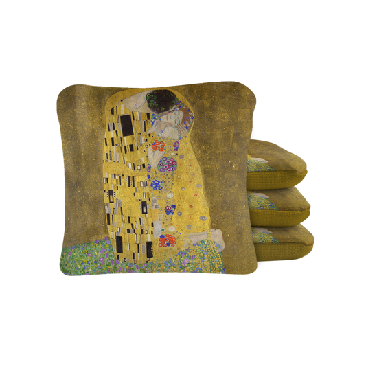 The Kiss by Gustav Klimt Synergy Pro Cornhole Bags Yellow
