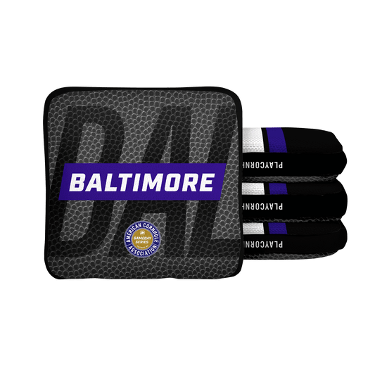 Baltimore Football Gameday Stripes Synergy Edge Cornhole Bags - Black