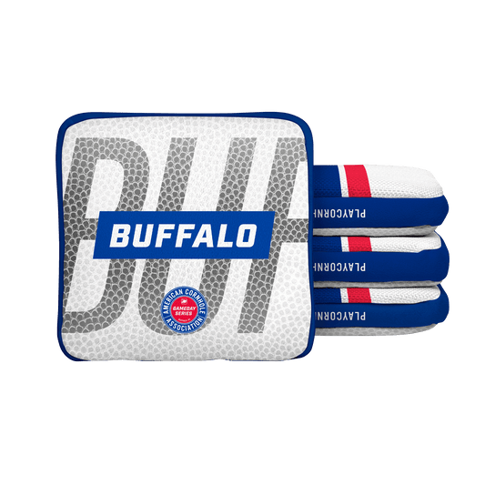 Buffalo Football Gameday Stripes Synergy Edge Cornhole Bags - White