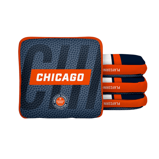 Chicago Football Gameday Stripes Synergy Edge Cornhole Bags - Navy