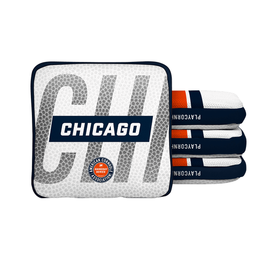 Chicago Football Gameday Stripes Synergy Edge Cornhole Bags - White