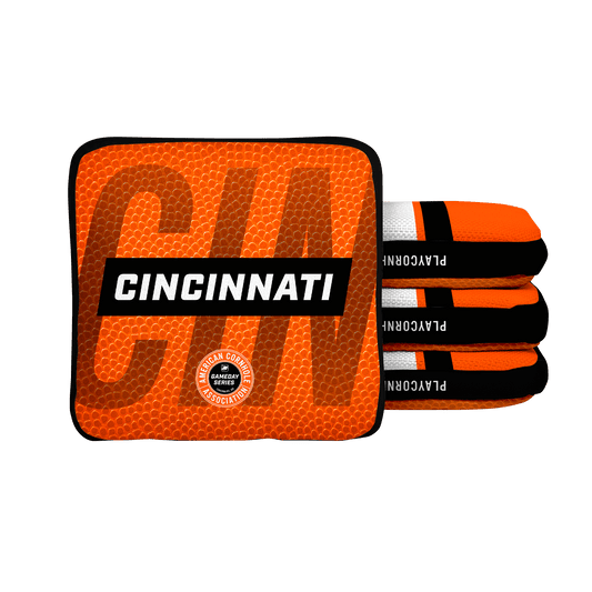Cincinnati Football Gameday Stripes Synergy Edge Cornhole Bags - Orange