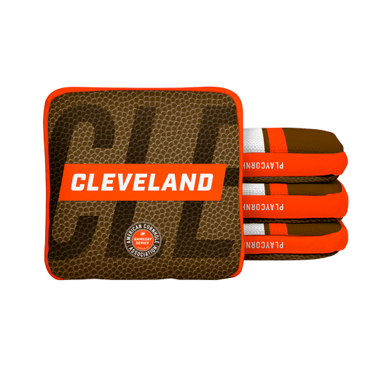 Cleveland Football Gameday Stripes Synergy Edge Cornhole Bags - Brown