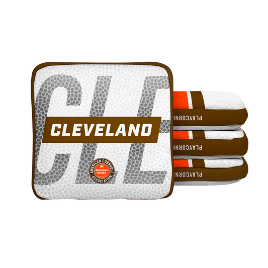 Cleveland Football Gameday Stripes Synergy Edge Cornhole Bags - White