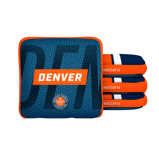 Denver Football Gameday Stripes Synergy Edge Cornhole Bags - Navy