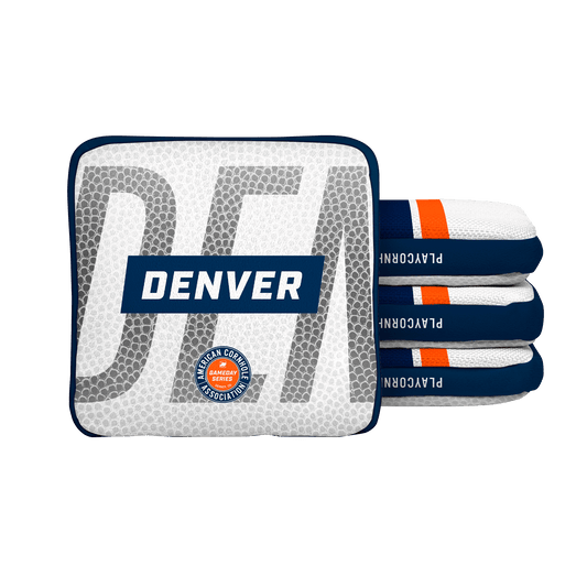 Denver Football Gameday Stripes Synergy Edge Cornhole Bags - White
