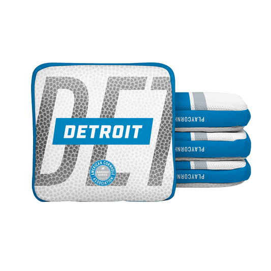 Detroit Football Gameday Stripes Synergy Edge Cornhole Bags - White