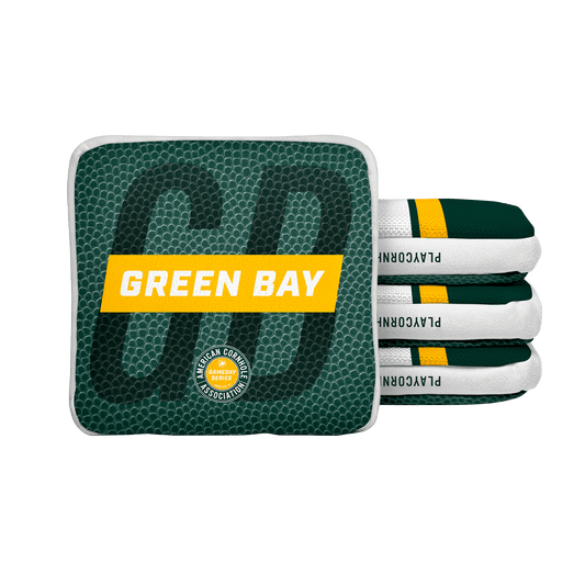 Green Bay Football Gameday Stripes Synergy Edge Cornhole Bags - Green