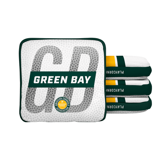 Green Bay Football Gameday Stripes Synergy Edge Cornhole Bags - White