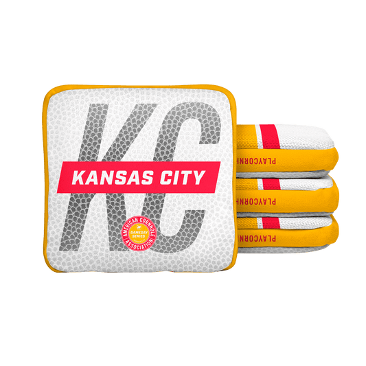 Kansas City Football Gameday Stripes Synergy Edge Cornhole Bags - White