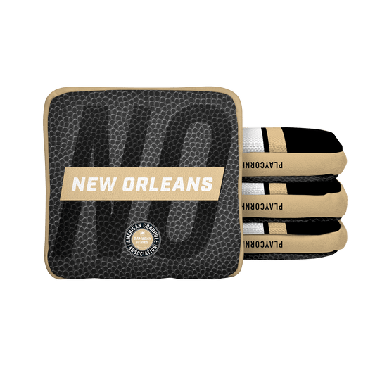 New Orleans Football Gameday Stripes Synergy Edge Cornhole Bags - Black